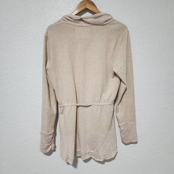Anthropologie Cardigan Sweater Cream Tie Wrap Size Large Minimalist - Picture 3 of 7
